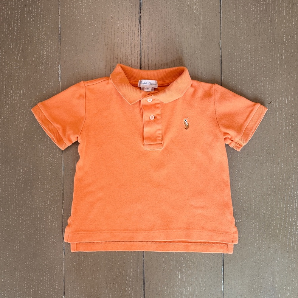 Polo Ralph Lauren Baby Boys Preppy Soft Cotton Orange Polo Shirt Size 18M